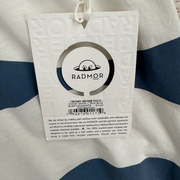 Radmor Golf‎ Crosby Reverb Polo Shirt Men's Small White/Blue Striped NEW - Picture 7 of 9